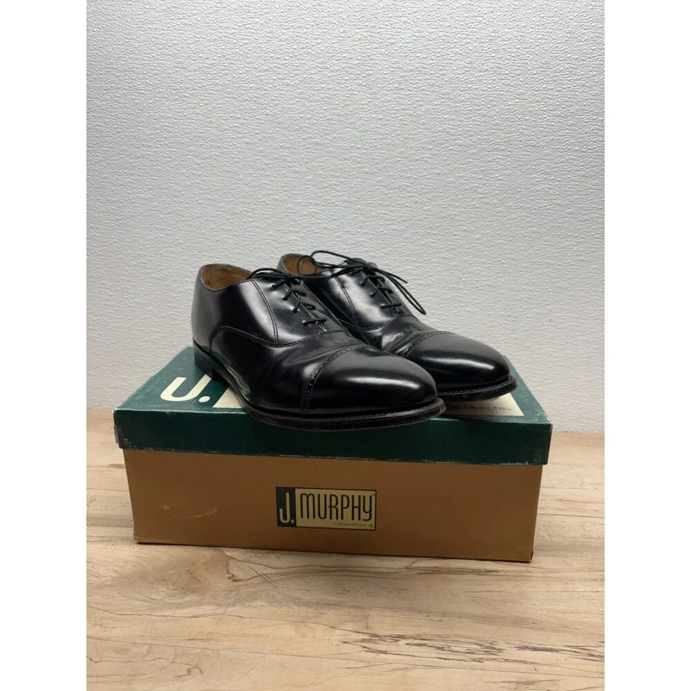Johnson & Murphy  Oxford Cap Toe Men Shoes Black Leather Us Size 12M